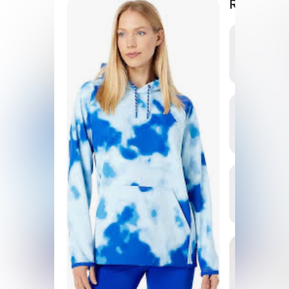 Burton Crown Weatherproof Pullover Hoodie Womens Ski Mounain Blue Tie Dye M